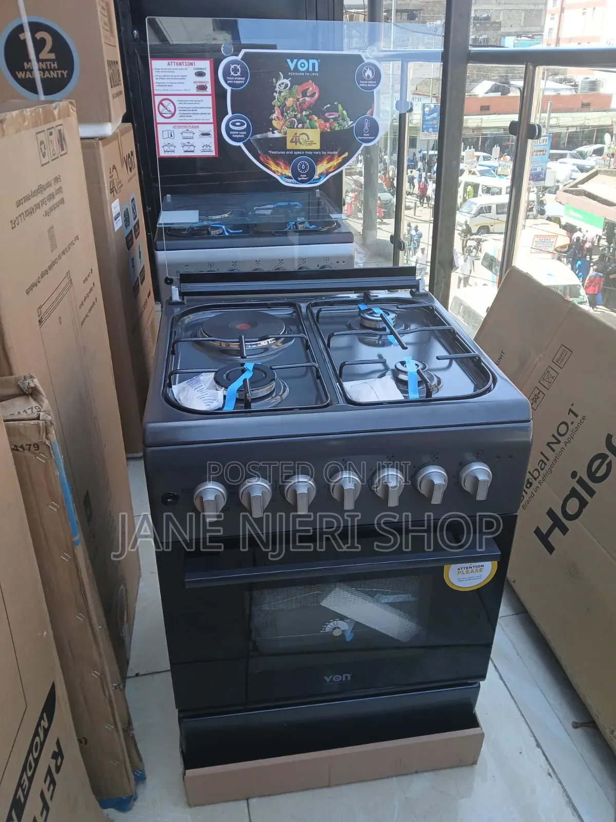 Von 58 by 58 Standing Cooker With Gas Sensor