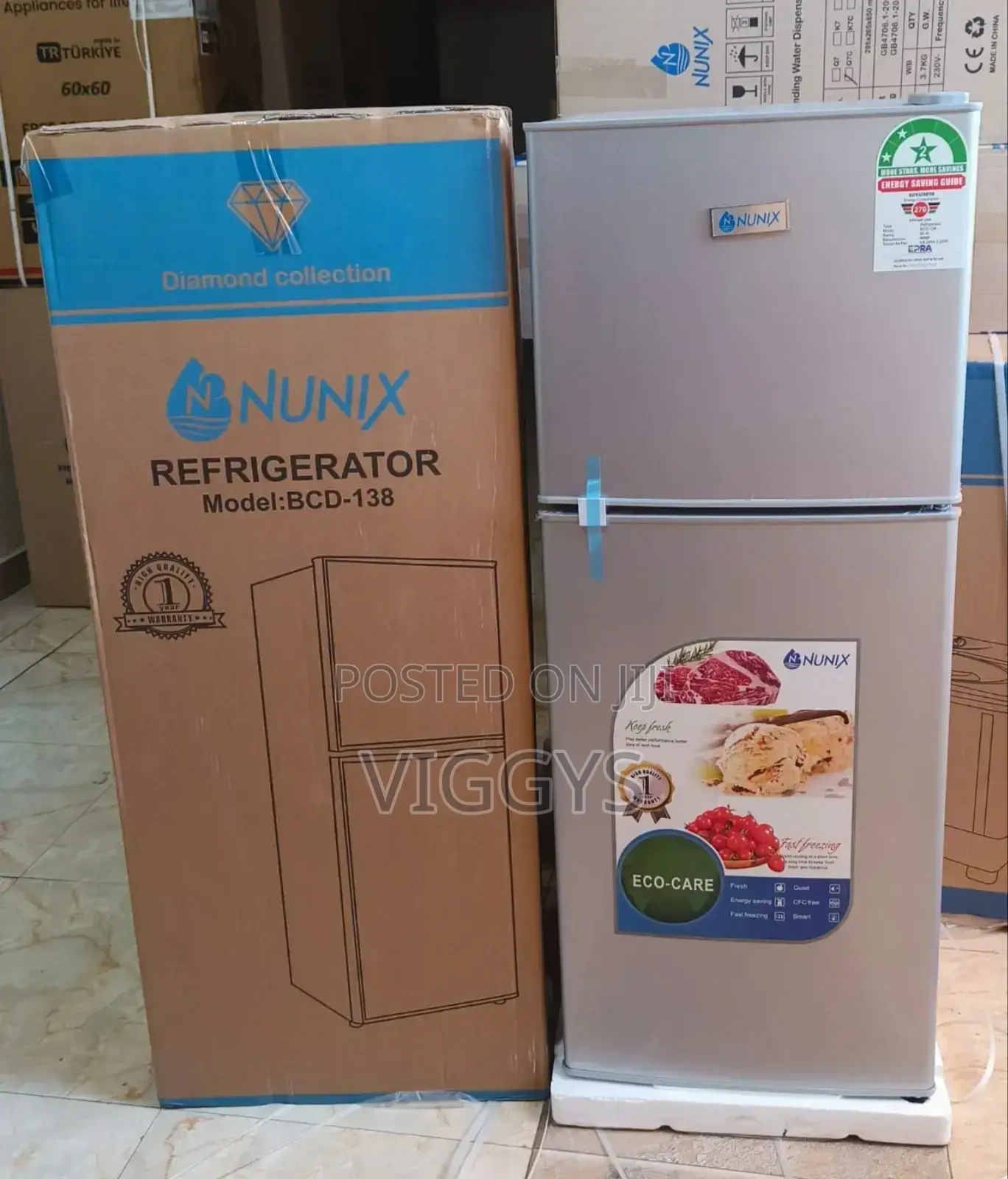 Nunix 138l Large Capacity Double Door Fridge