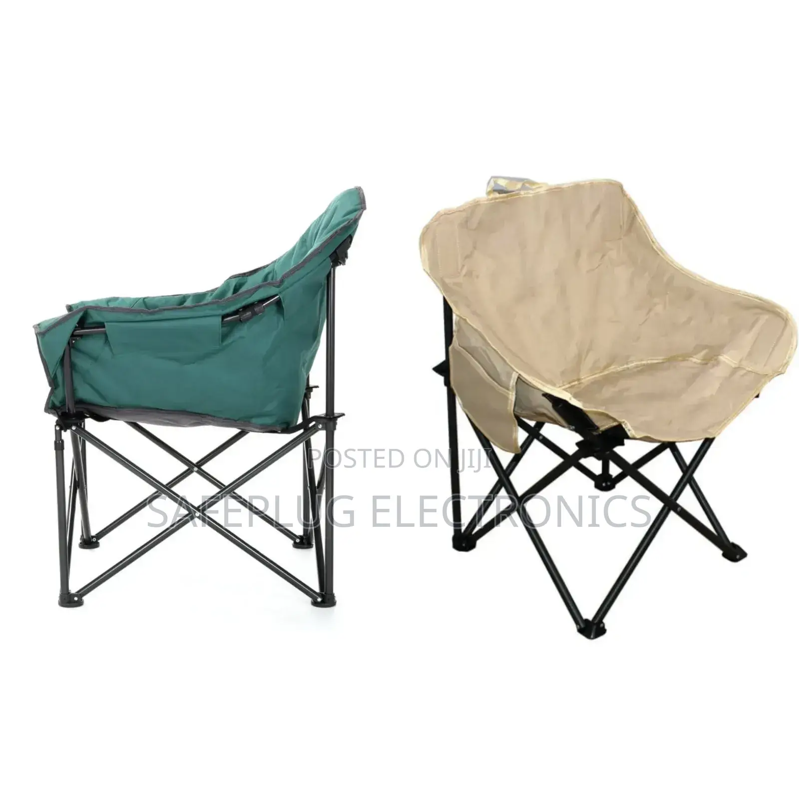 (Jungle Green, Beige) Foldable Camping Chair - Strong