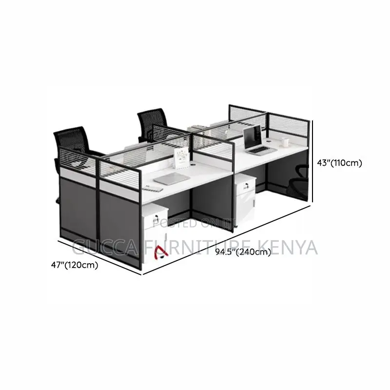 Workstations:4-Way Modern Modular White Office Workstation