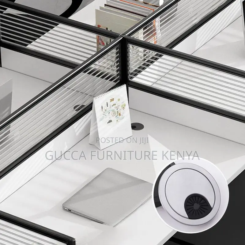 Workstations:4-Way Modern Modular White Office Workstation