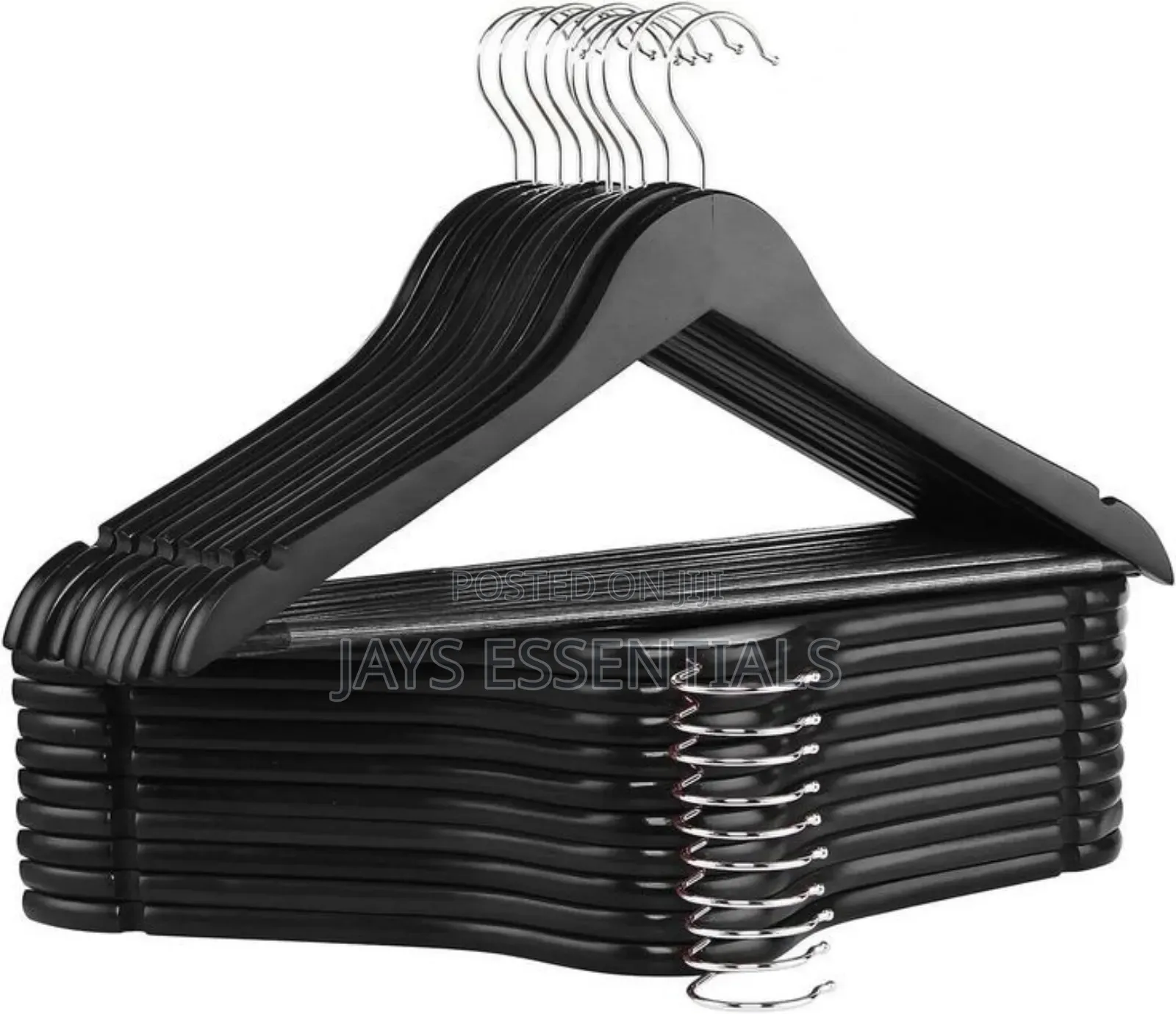 10pc Black Wooden Hangers