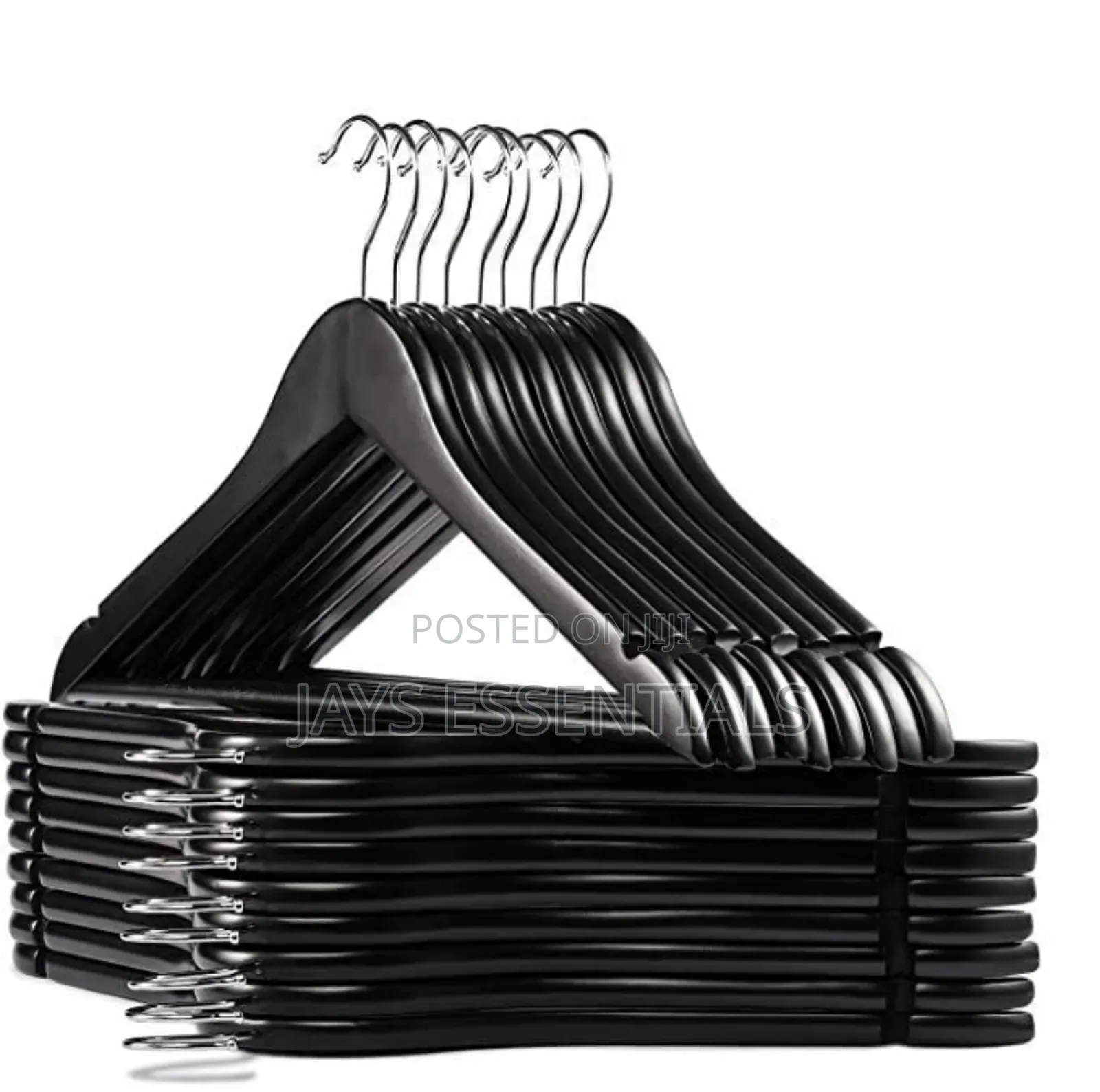 10pc Black Wooden Hangers