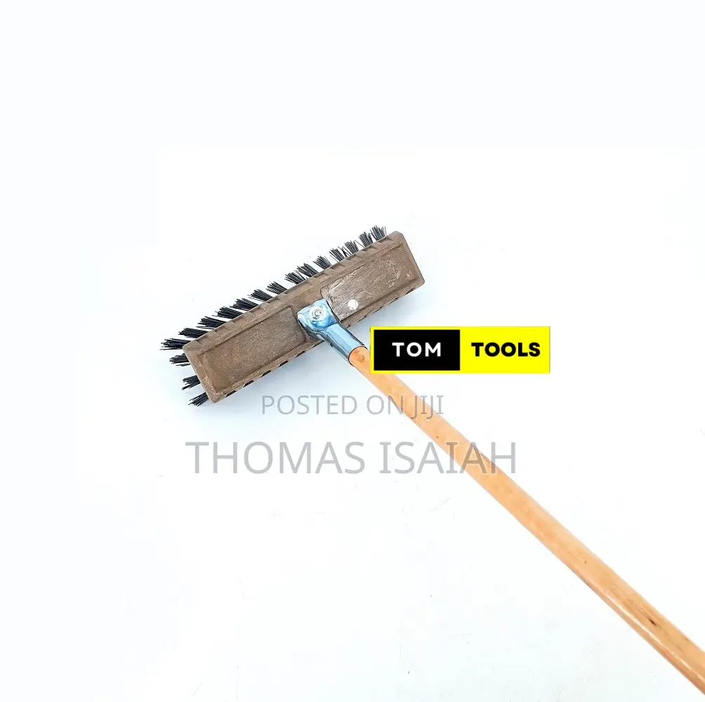 Hard Brush Stiff Bristle Push Broom With Metal Joint Handle