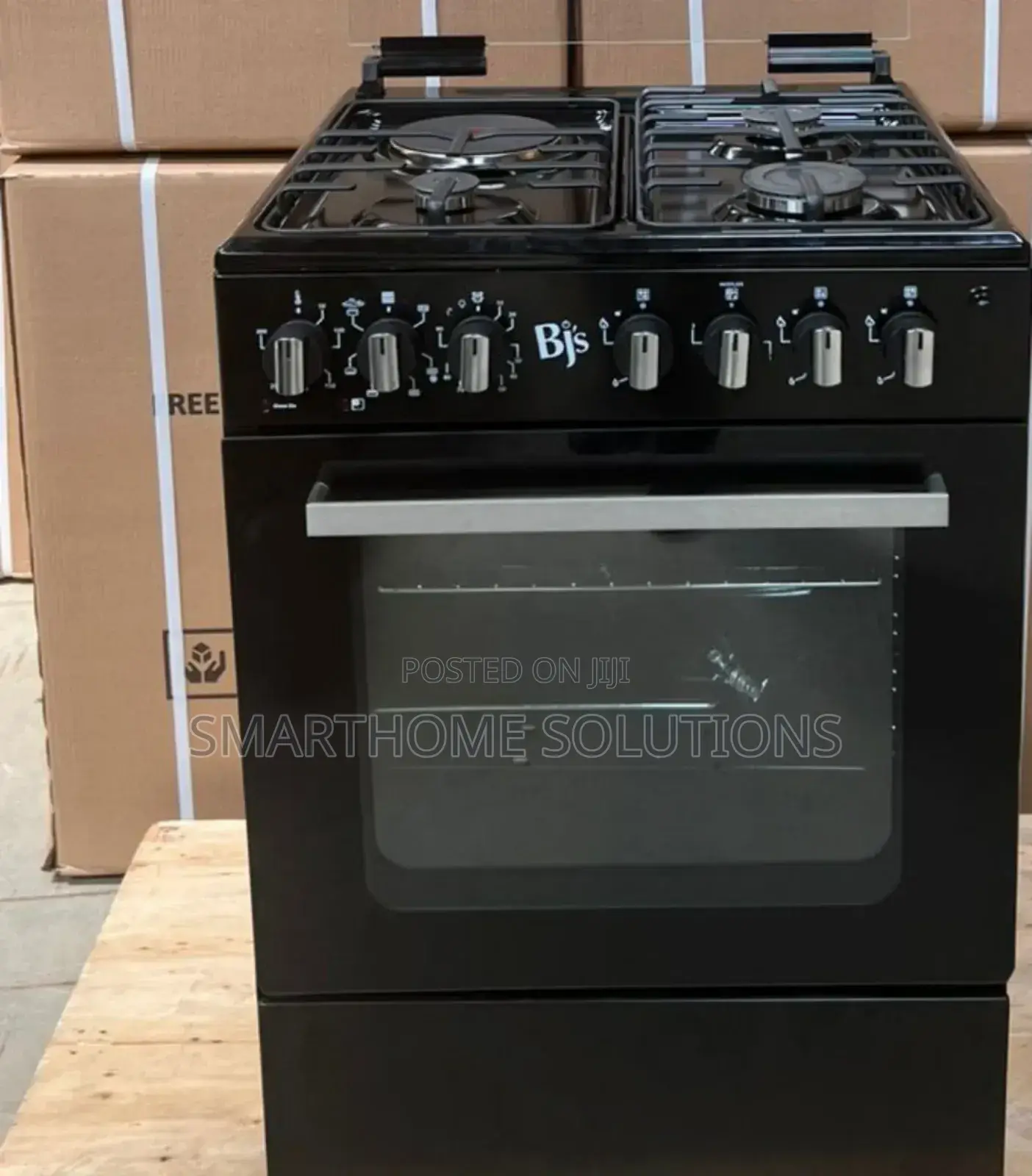 Black BJS 60x60 3-Gas+1 Hot Plate With Turbo-Fan F/G