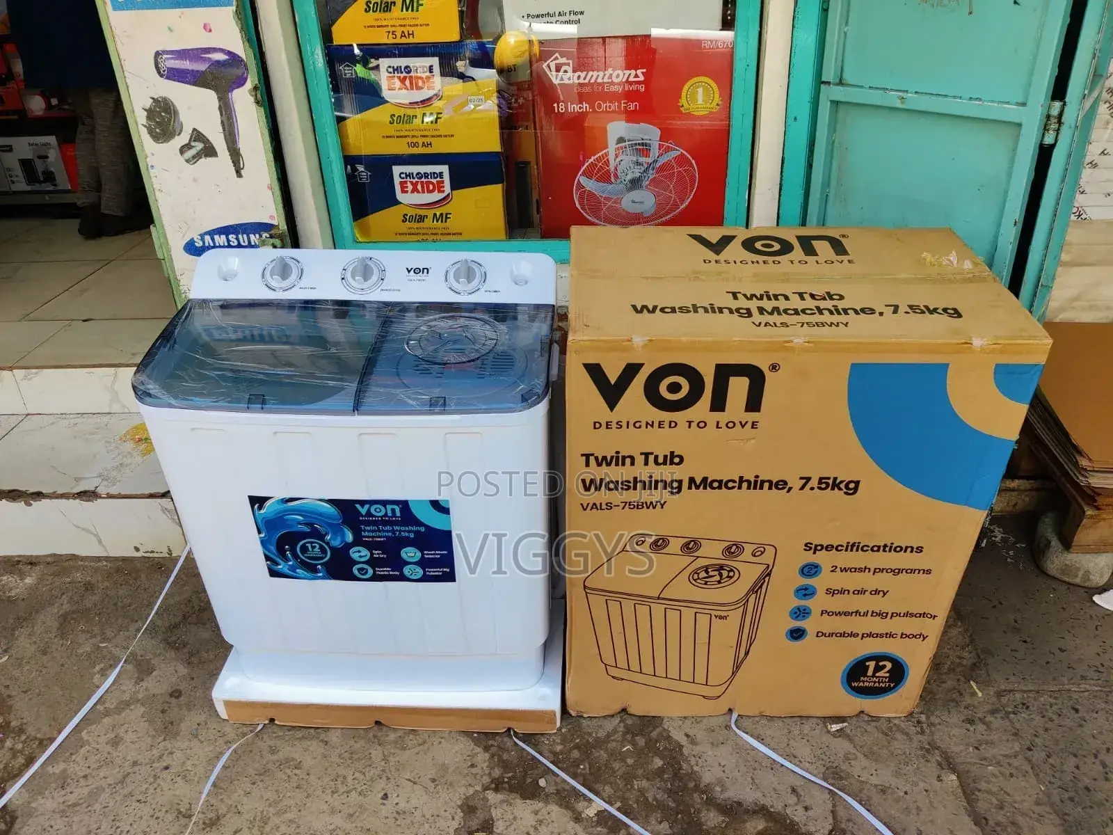 *Von 7.5 KGS Twin Tub Washing Machine