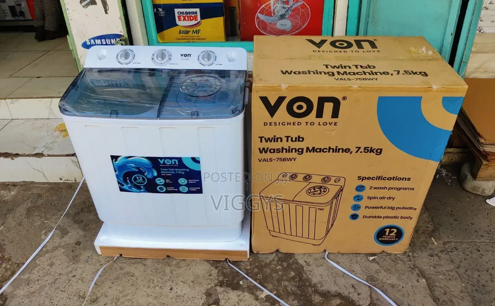 Von 7.5 KHS Twin Tub Washing Machine Available