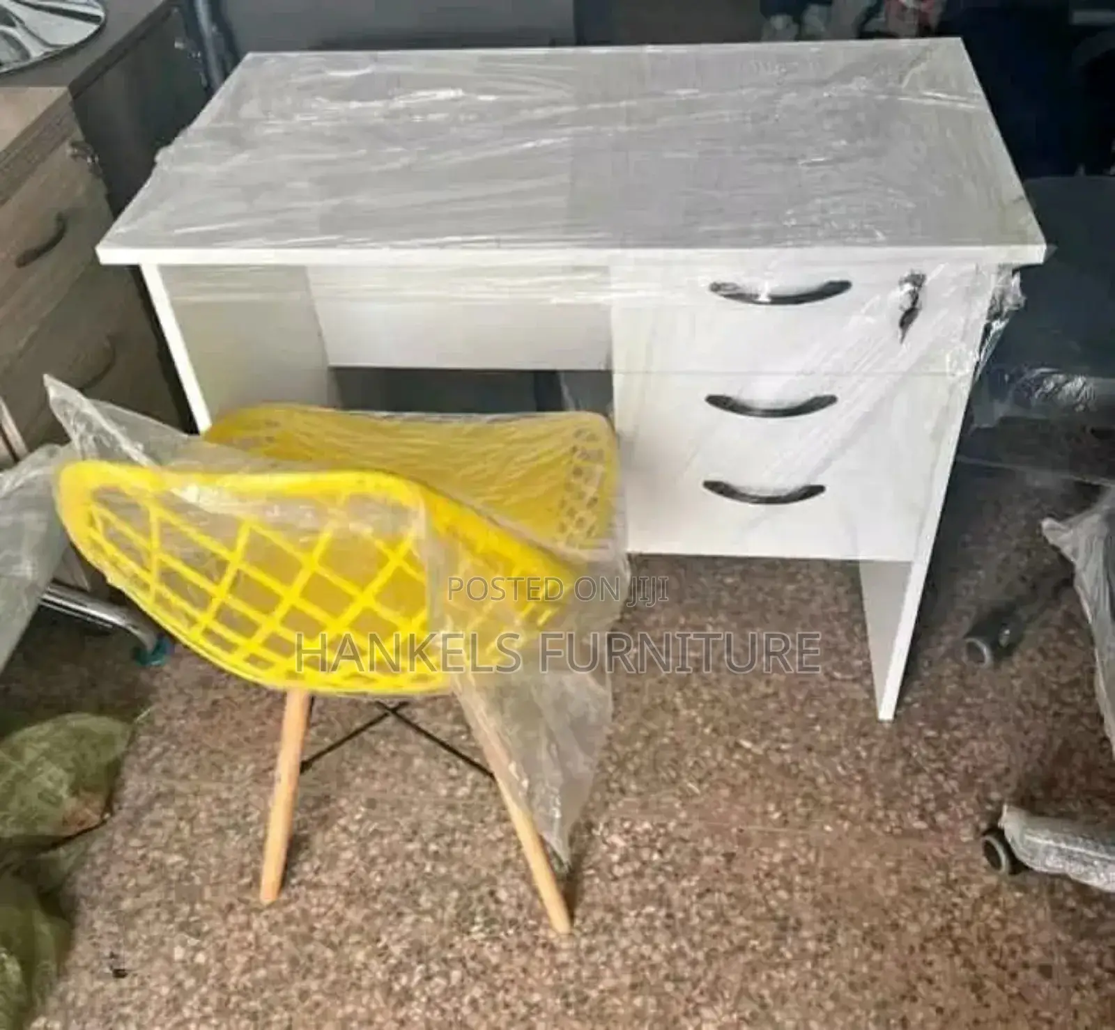 Combo Yellow Mesh Chair and Office Desk