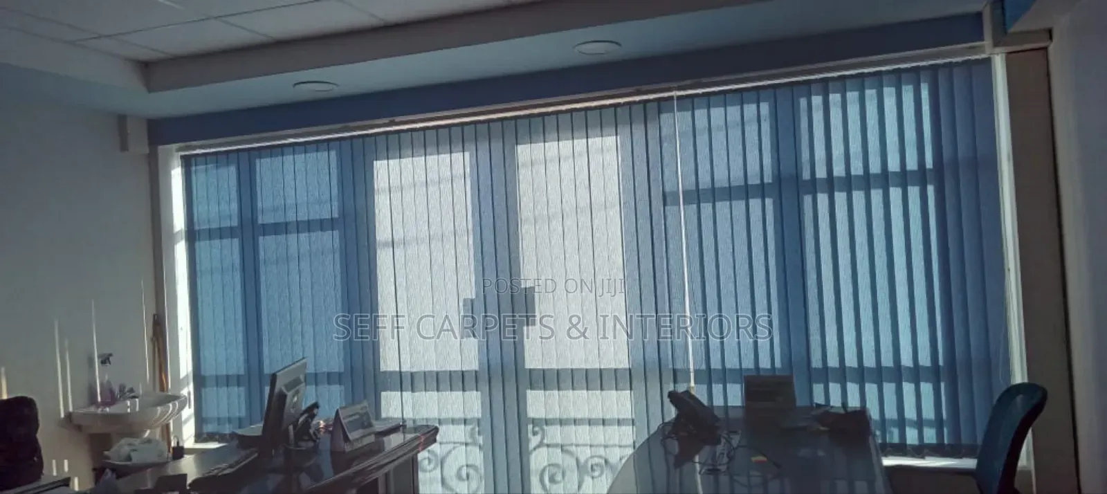 Window Blinds Vertical Blue Fabrics