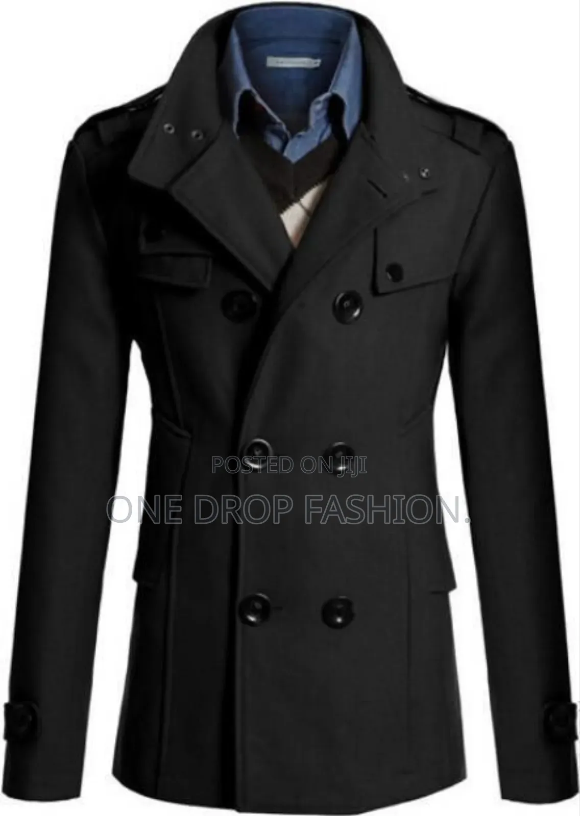 Grey Black Woolen Trench Coats