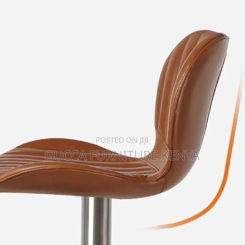 Home Chairs: Brown Artificial Leather Pail Pub Stool