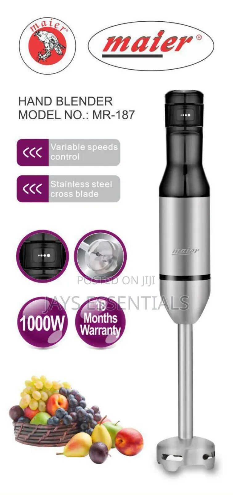 1000 Watts Maier Electric Hand Blender