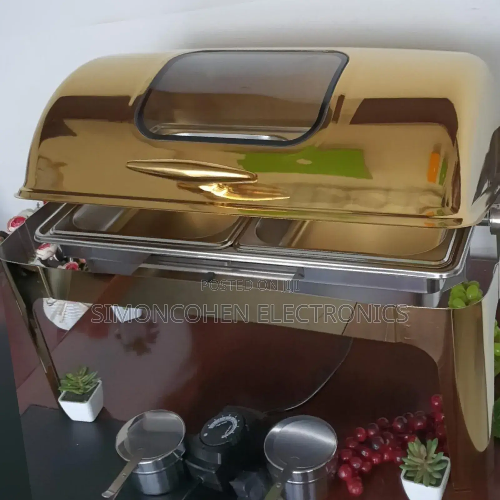 Electric Golden Chaffing Dish With Flip Cover