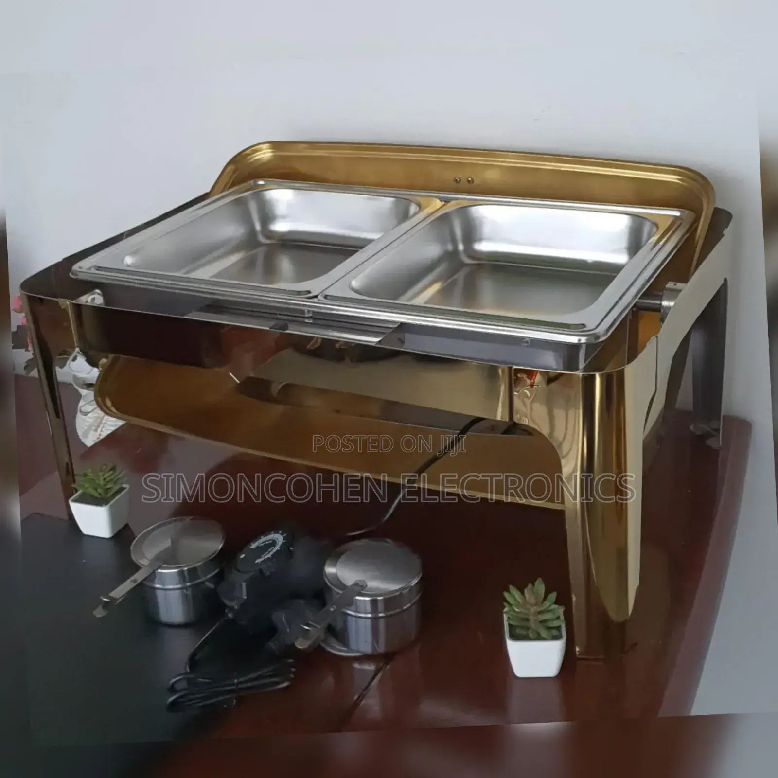 Electric Golden Chaffing Dish With Flip Cover