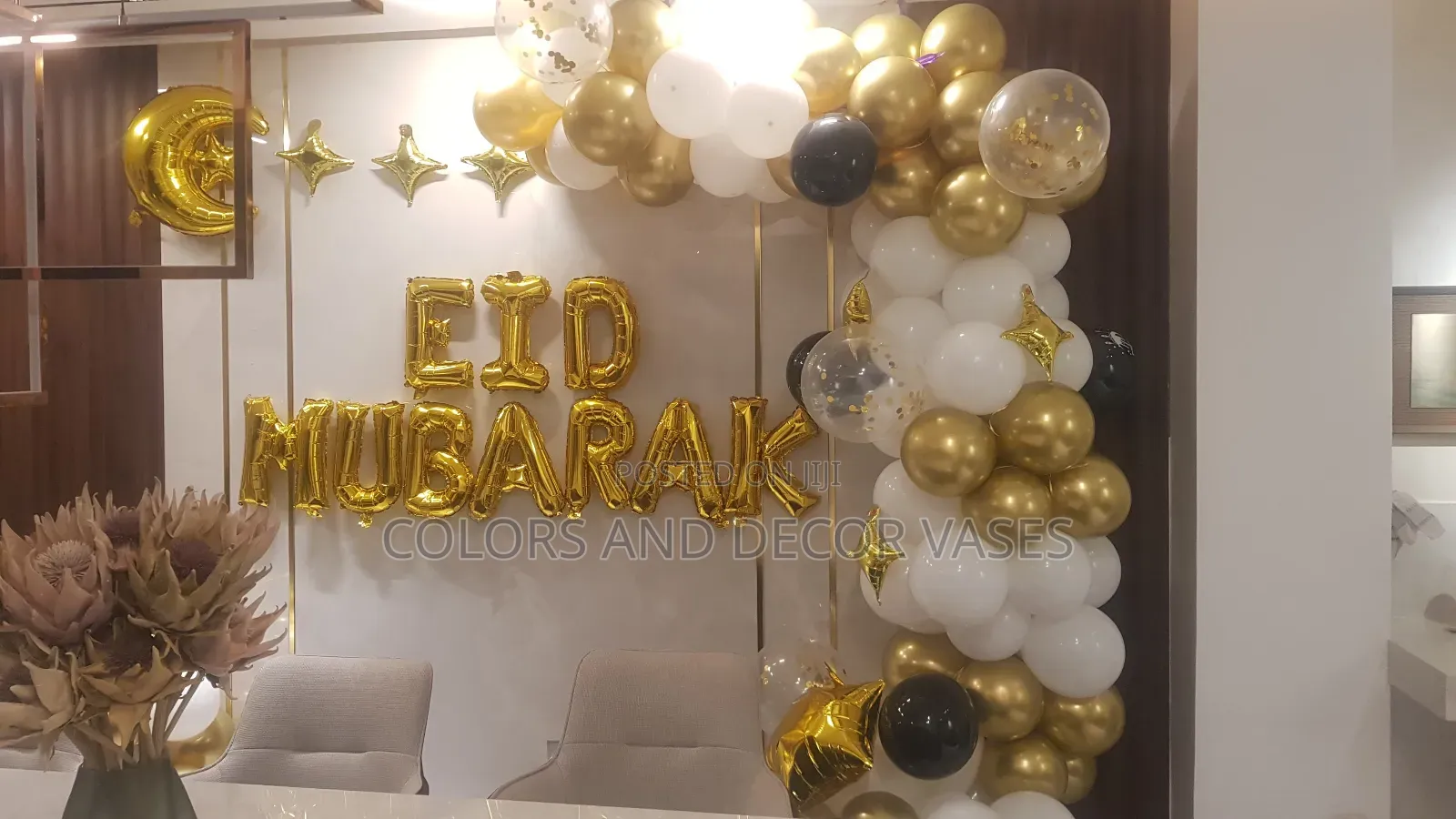 Gold,Black and White Balloons Decor