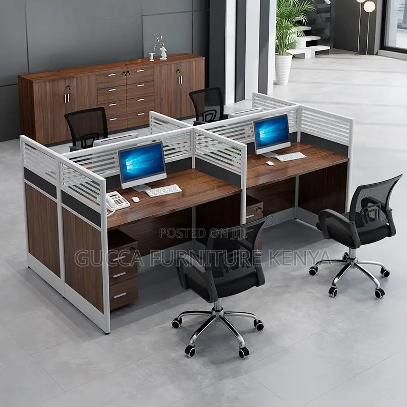 Workstations:4-Way Ergonomic Wood Office Workstation