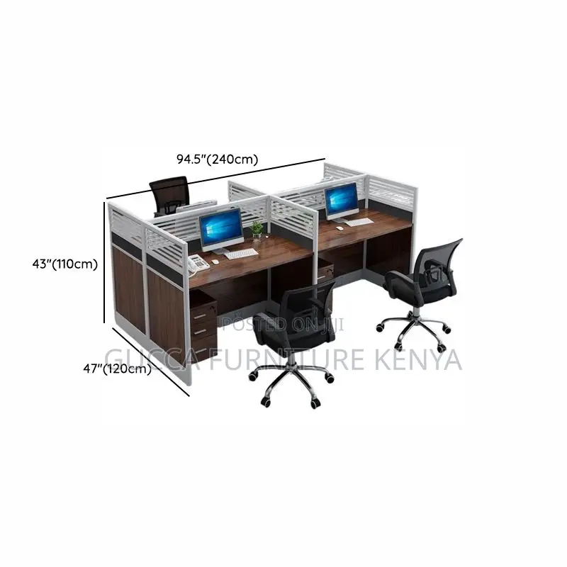 Workstations:4-Way Ergonomic Wood Office Workstation