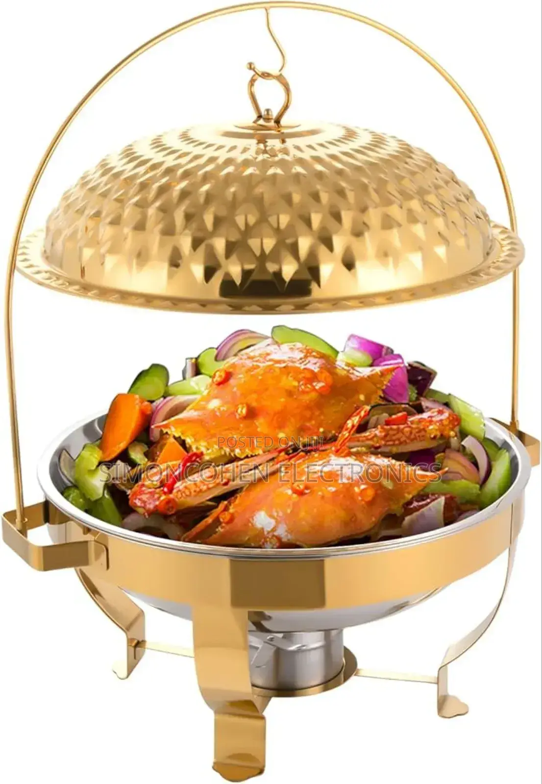 8l Golden Diamond Buffet Food Warmer With Hanging Lid Holder