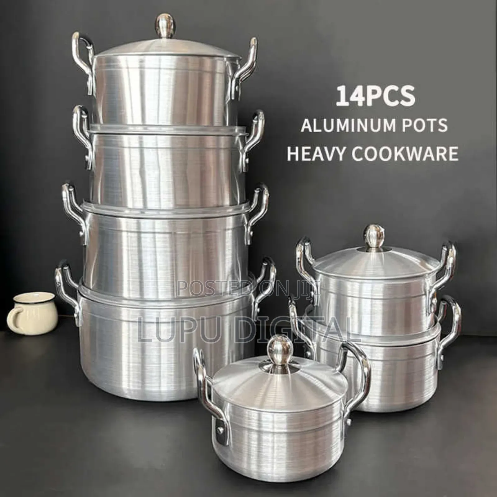 7pcheavy Aluminium Cooking Pots Sizes16,18,20,22,24,26,28cm