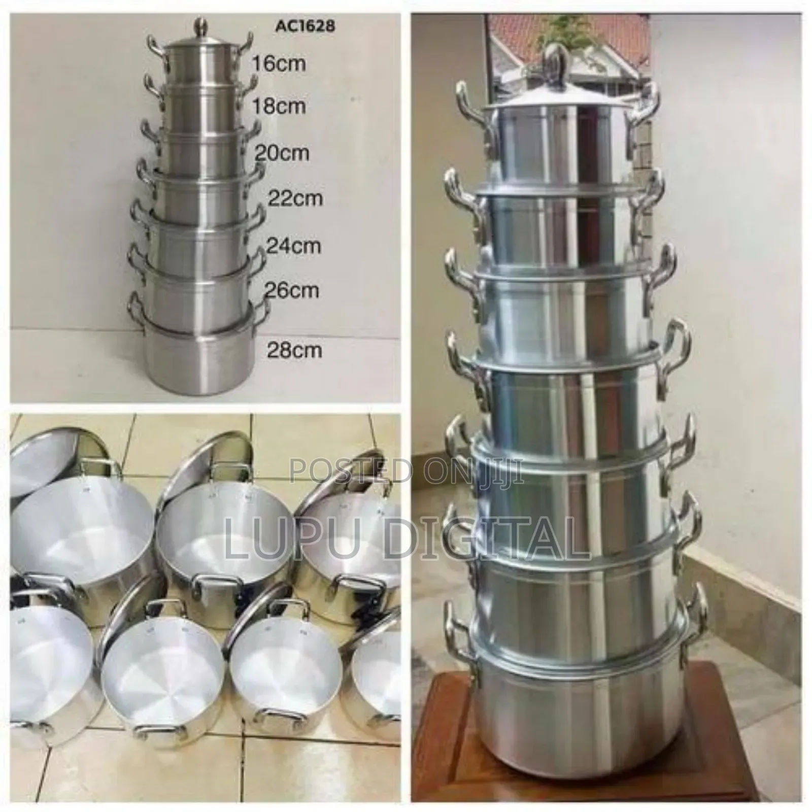 7pcheavy Aluminium Cooking Pots Sizes16,18,20,22,24,26,28cm