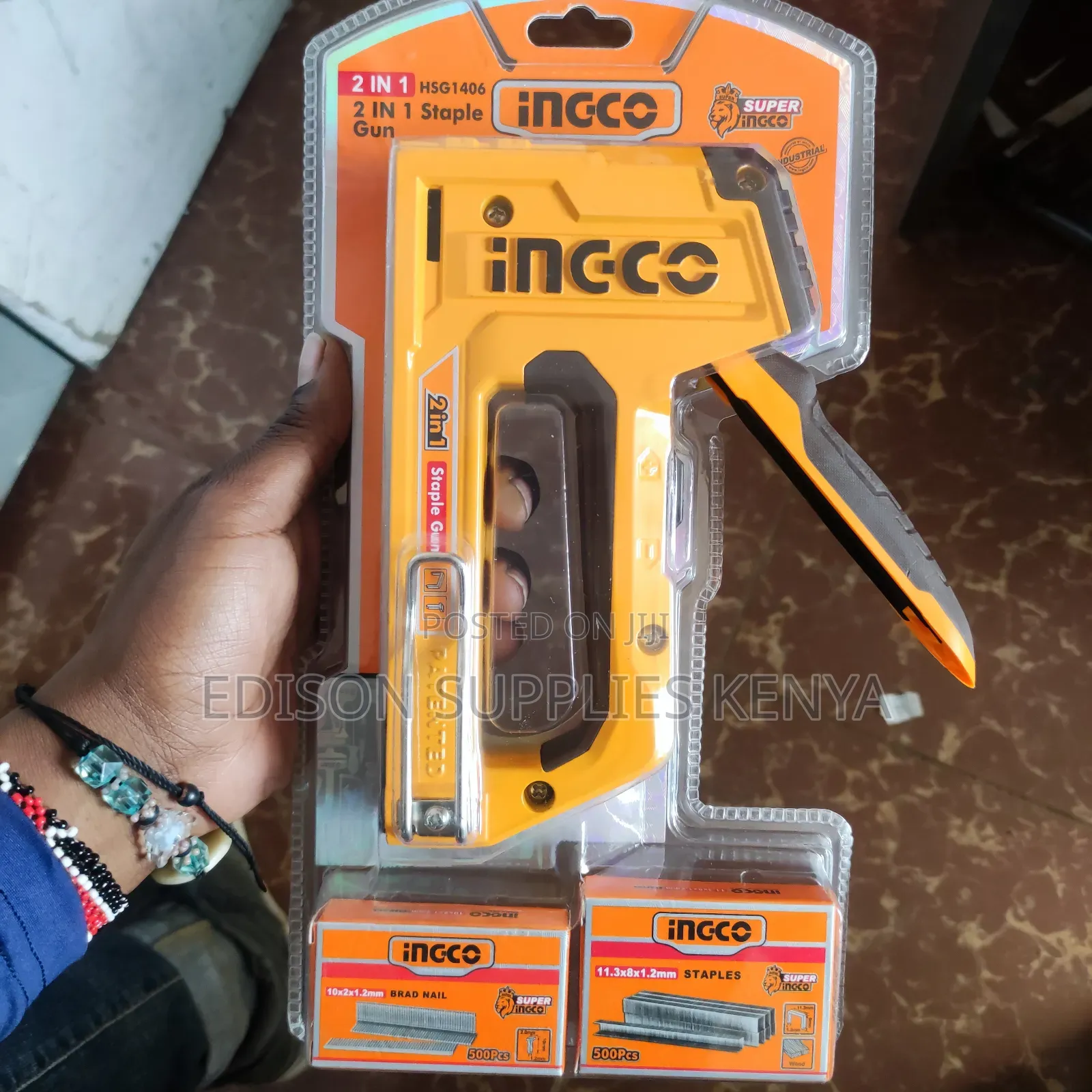 Ingco 2-in-1 Stapler Gun Heavy Duty Staple Gun Brad Nailer