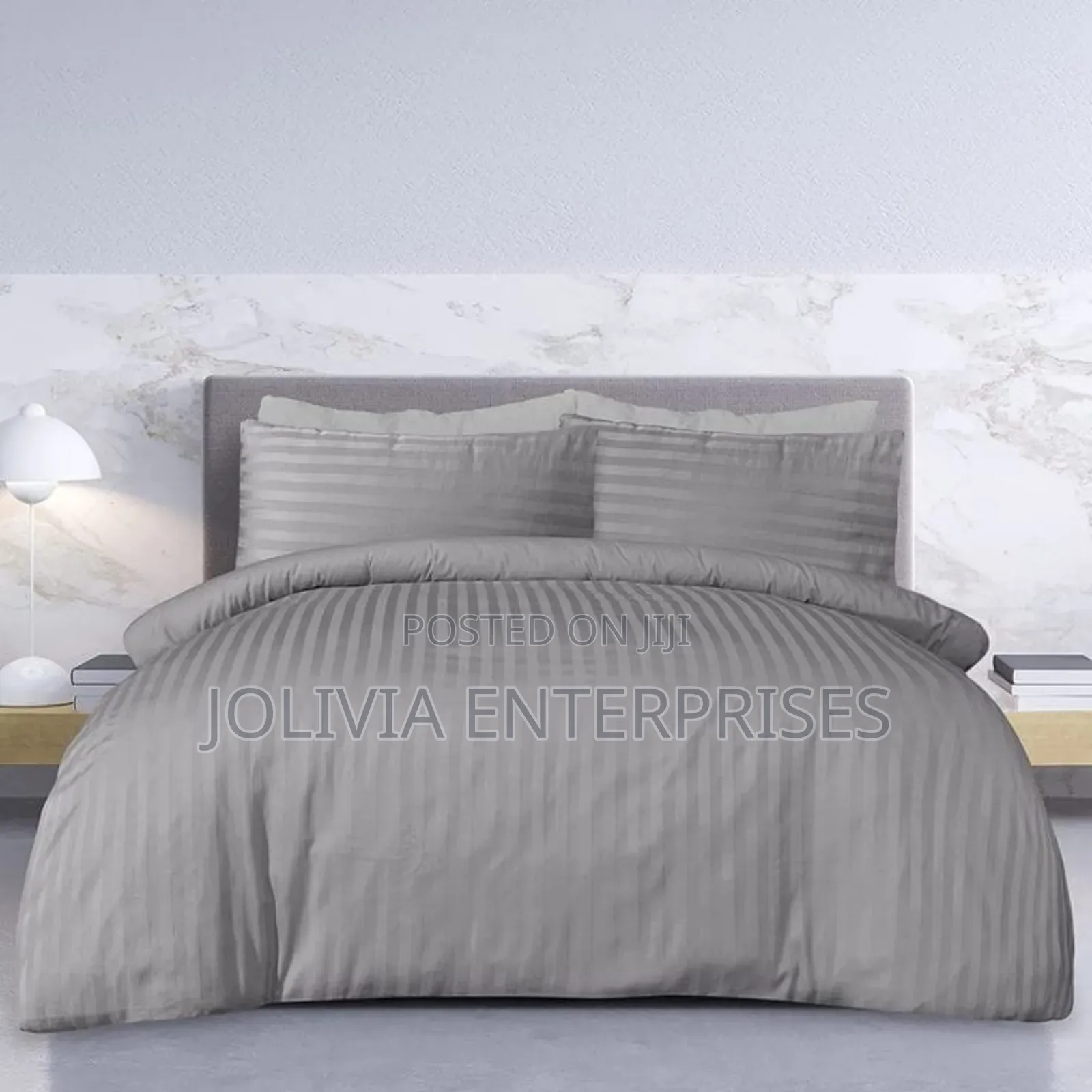 Hotel Quality Light Grey Striped Binded Duvet 6*7