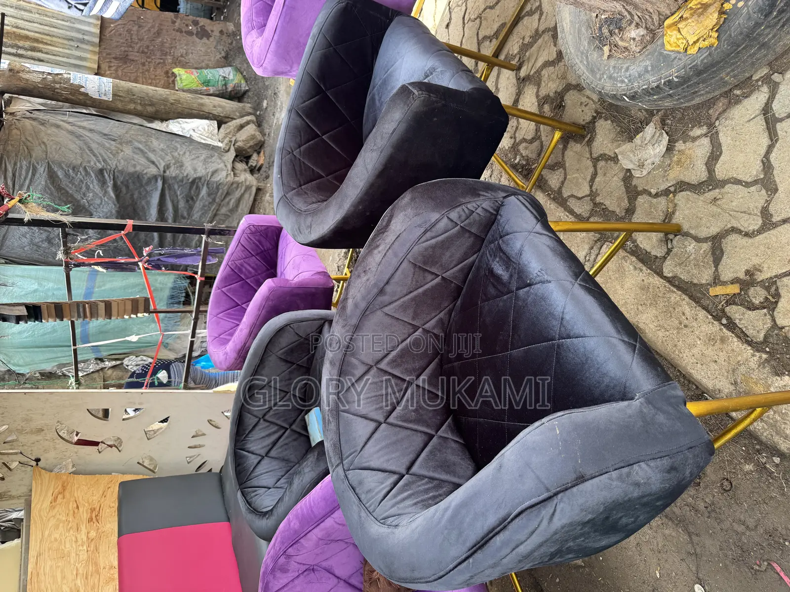Black Purple Styling Manicure Chairs