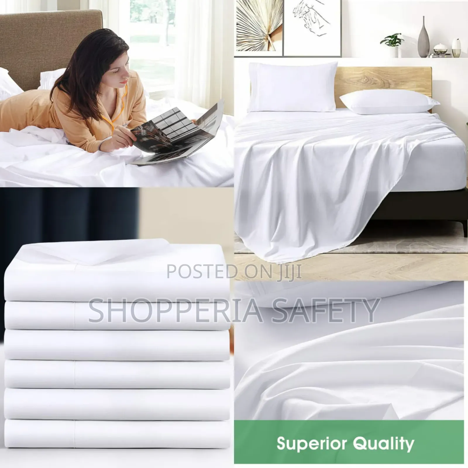 7*8 Plain White Cotton Bedsheet