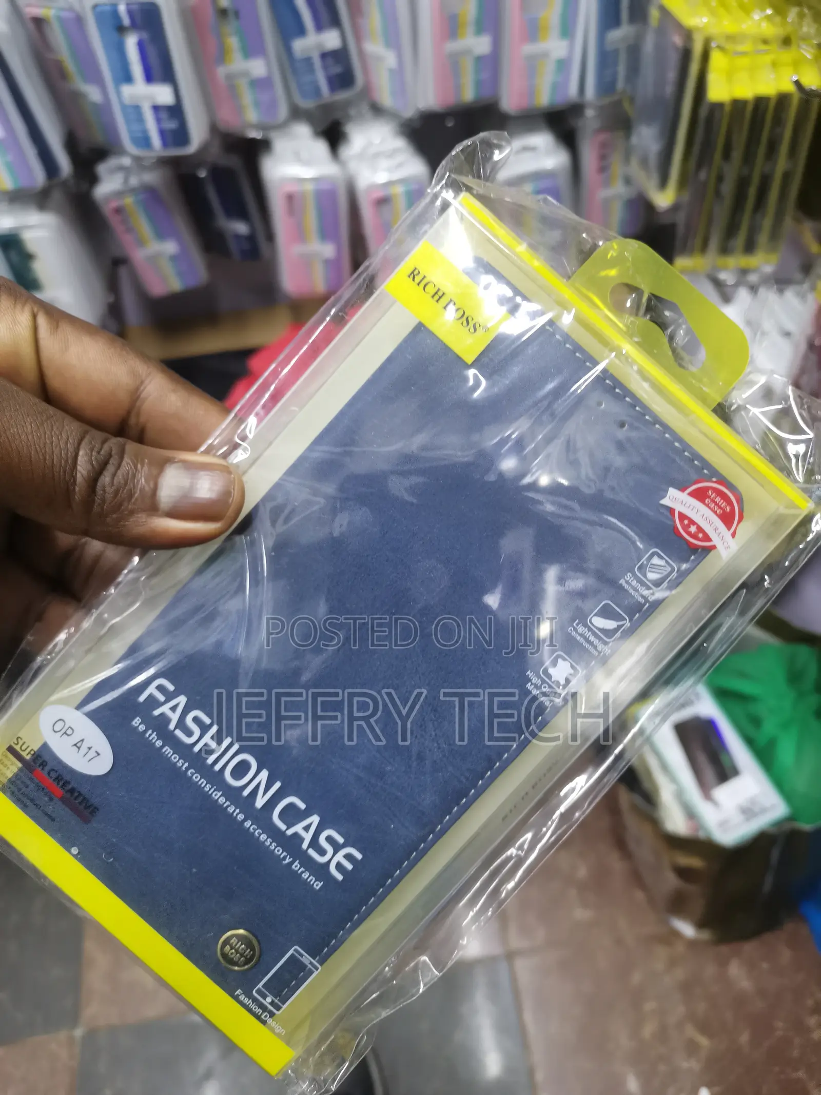 Trumbote Richboss Flip Leather Cover for Oppo A17-Blue