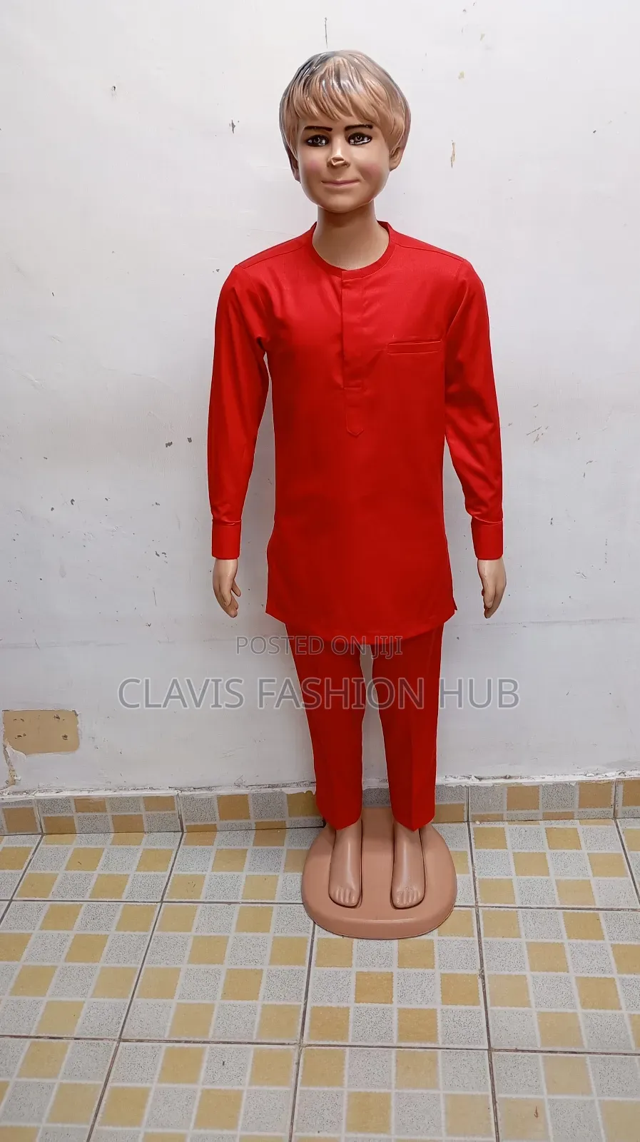 Boys Red African Suit