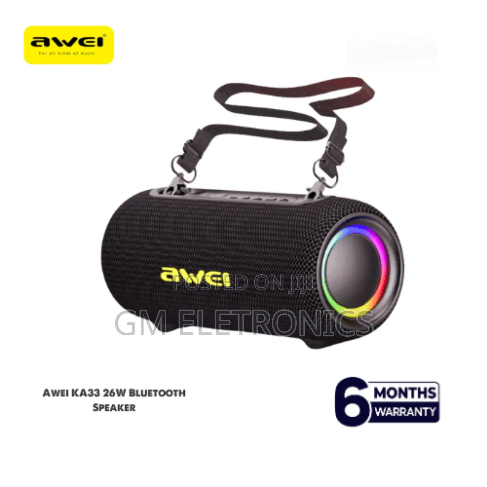 Awei Ka33 Bluetooth Speaker 26w, Waterproof -RGB Lighting