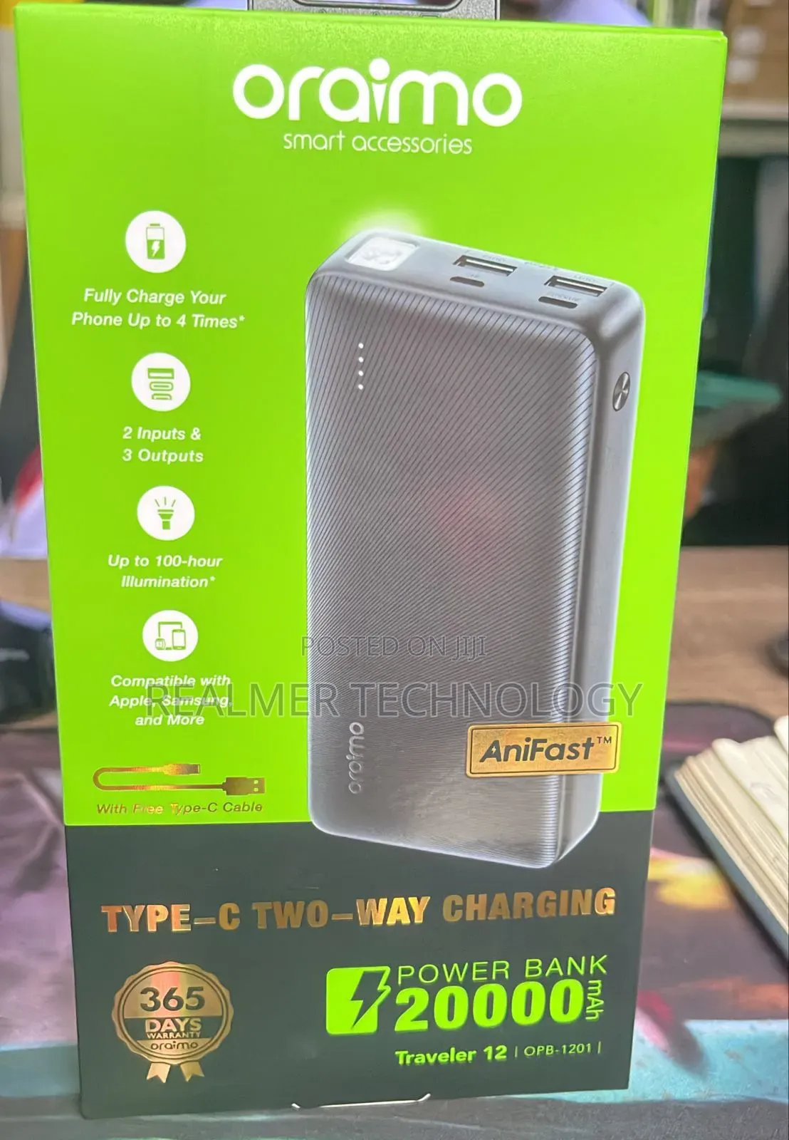 Oraimo Opb-P204d 20000mah Dual Output Fast Pd Power Bank