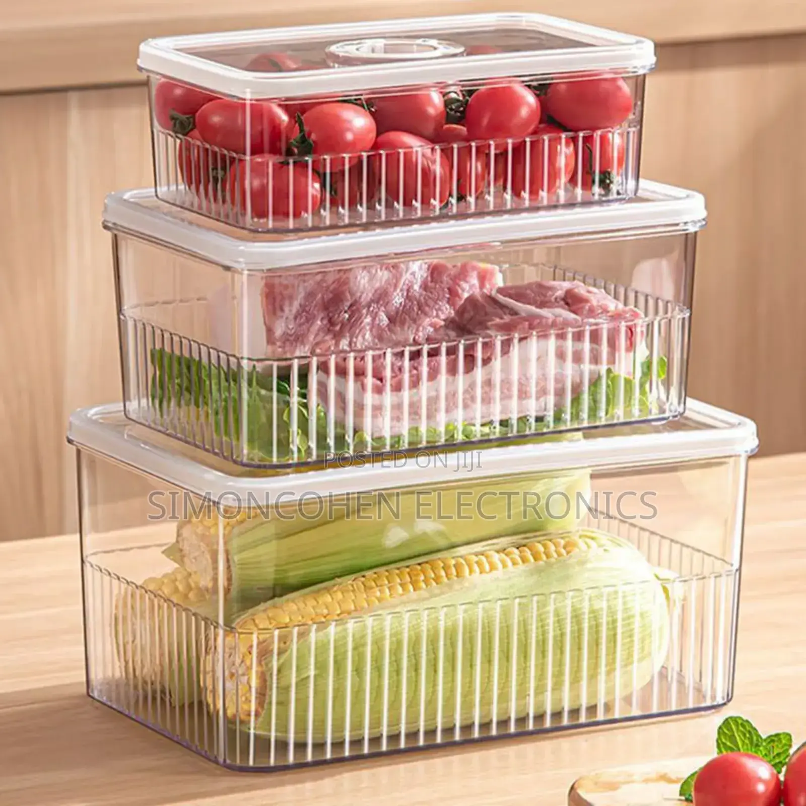 3pcs Transparent Acrylic Fridge Storage Container
