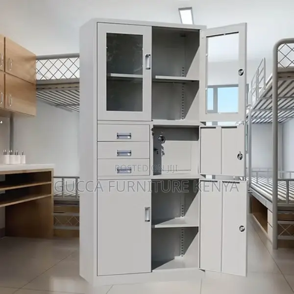 Office Cabinets: 2-Door Upper Steel Frame Cabinet With Safe