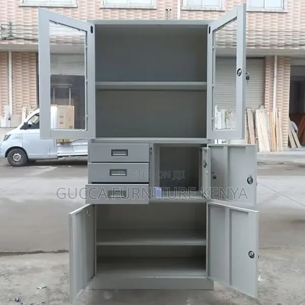 Office Cabinets: 2-Door Upper Steel Frame Cabinet With Safe