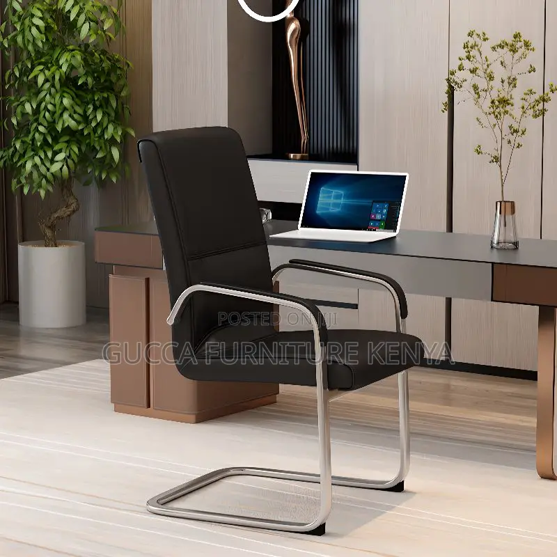 Office Chairs:Leather Fixed Highback Chair With Back Support