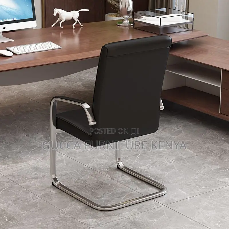 Office Chairs:Leather Fixed Highback Chair With Back Support