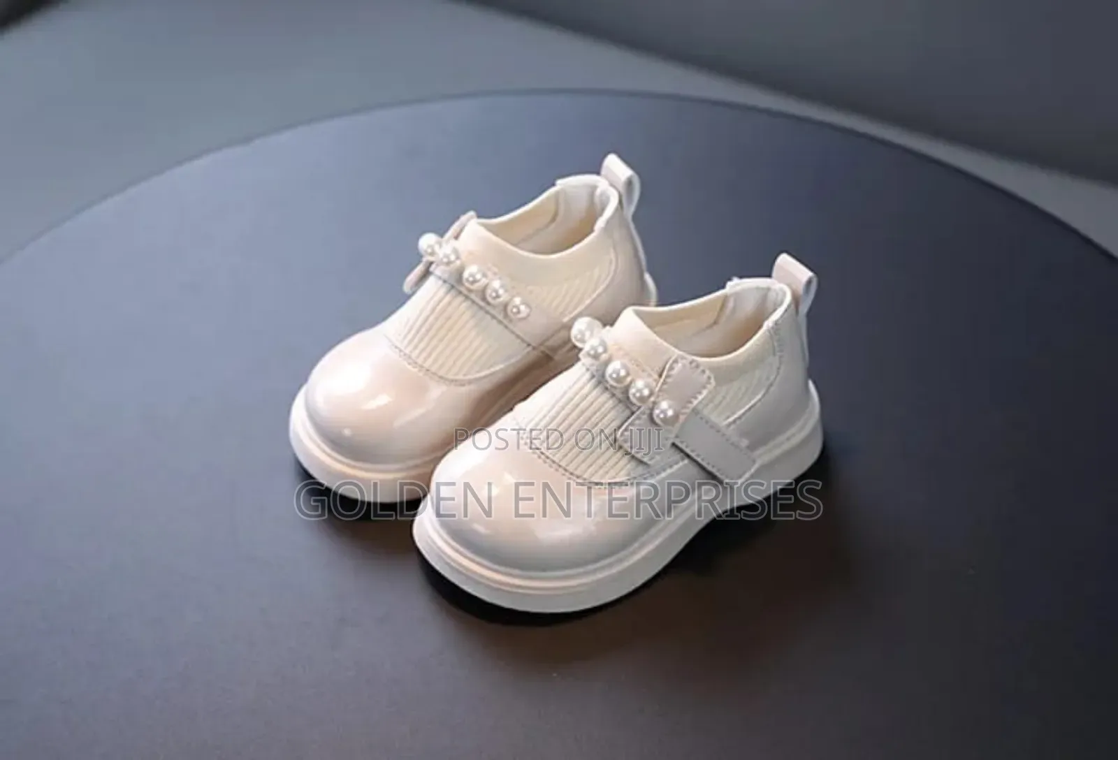 White Girls Doll Shoes With Pearls 21-30