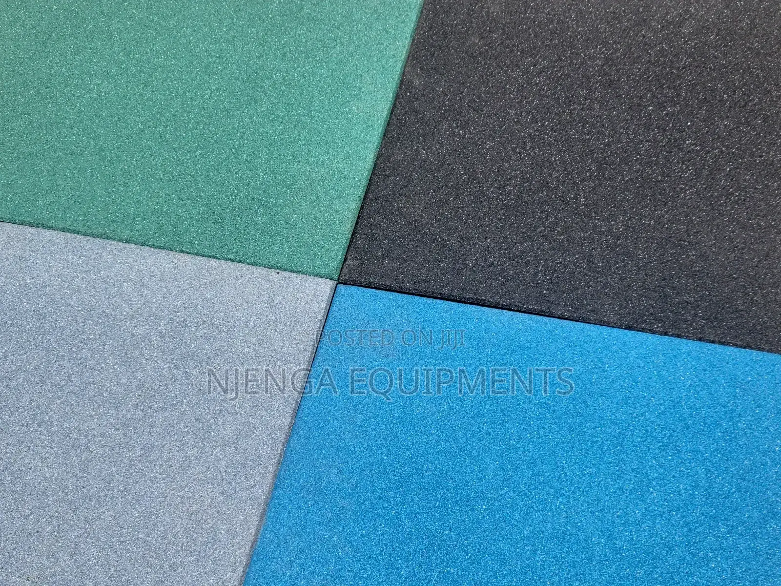20mm Rubber Tiles, Black, Grey Green and Blue