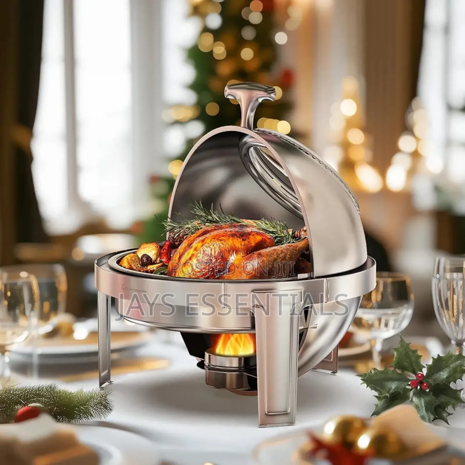 6l Round Silver Roll Top Chaffing Dish
