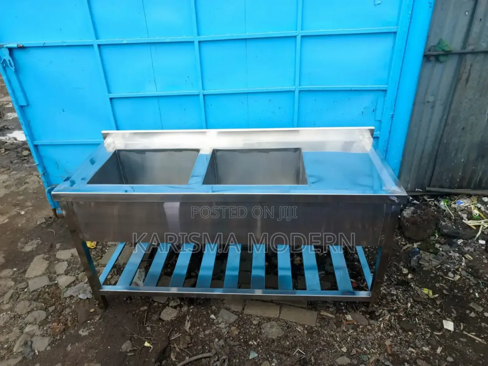 Double Sink Stainless Steel Underneath Channels