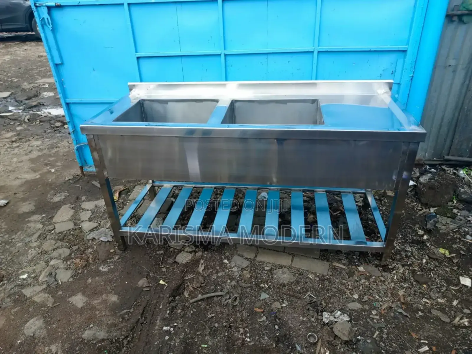 Double Sink Stainless Steel Underneath Channels