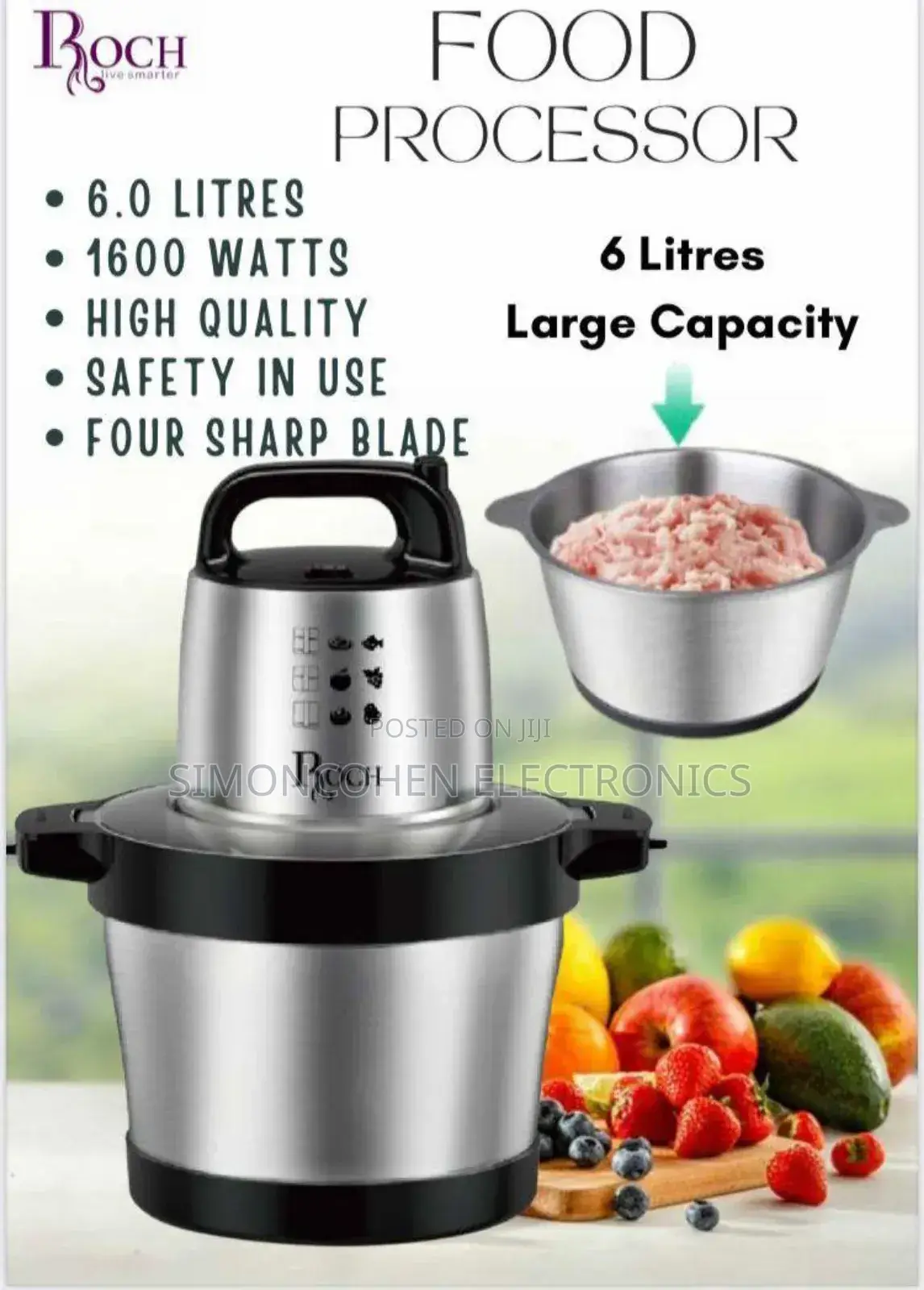 Roch 6 Litres Chopper/ Food Processor