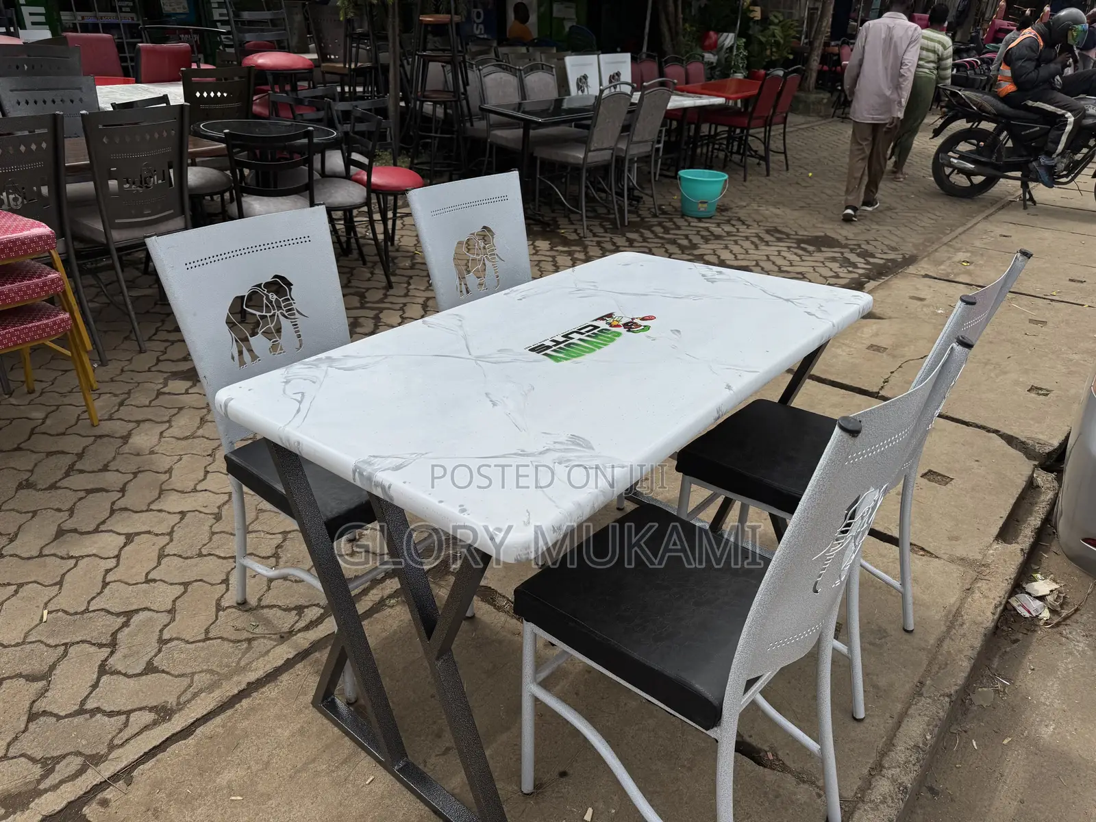 Restaurant And Bar Coated Chairs And White Table