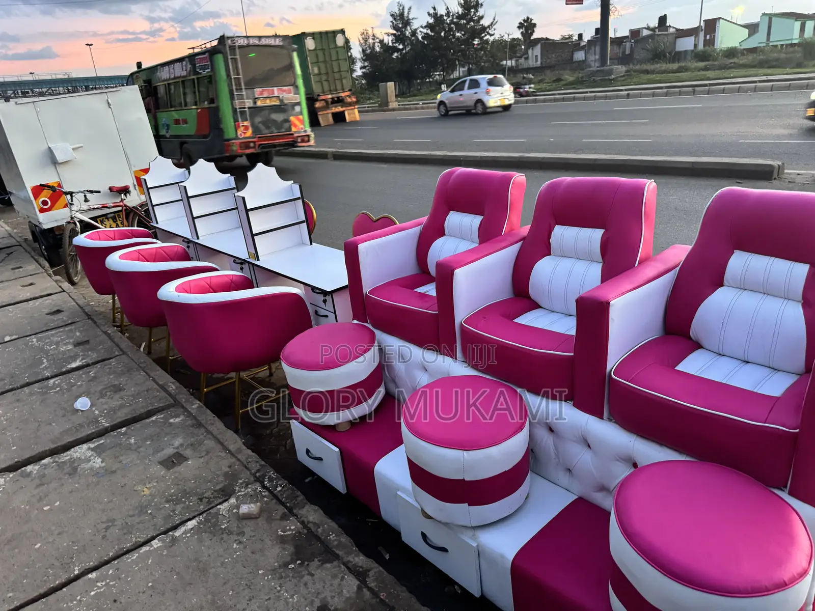Manicure Tables Chairs And Pedicure Set