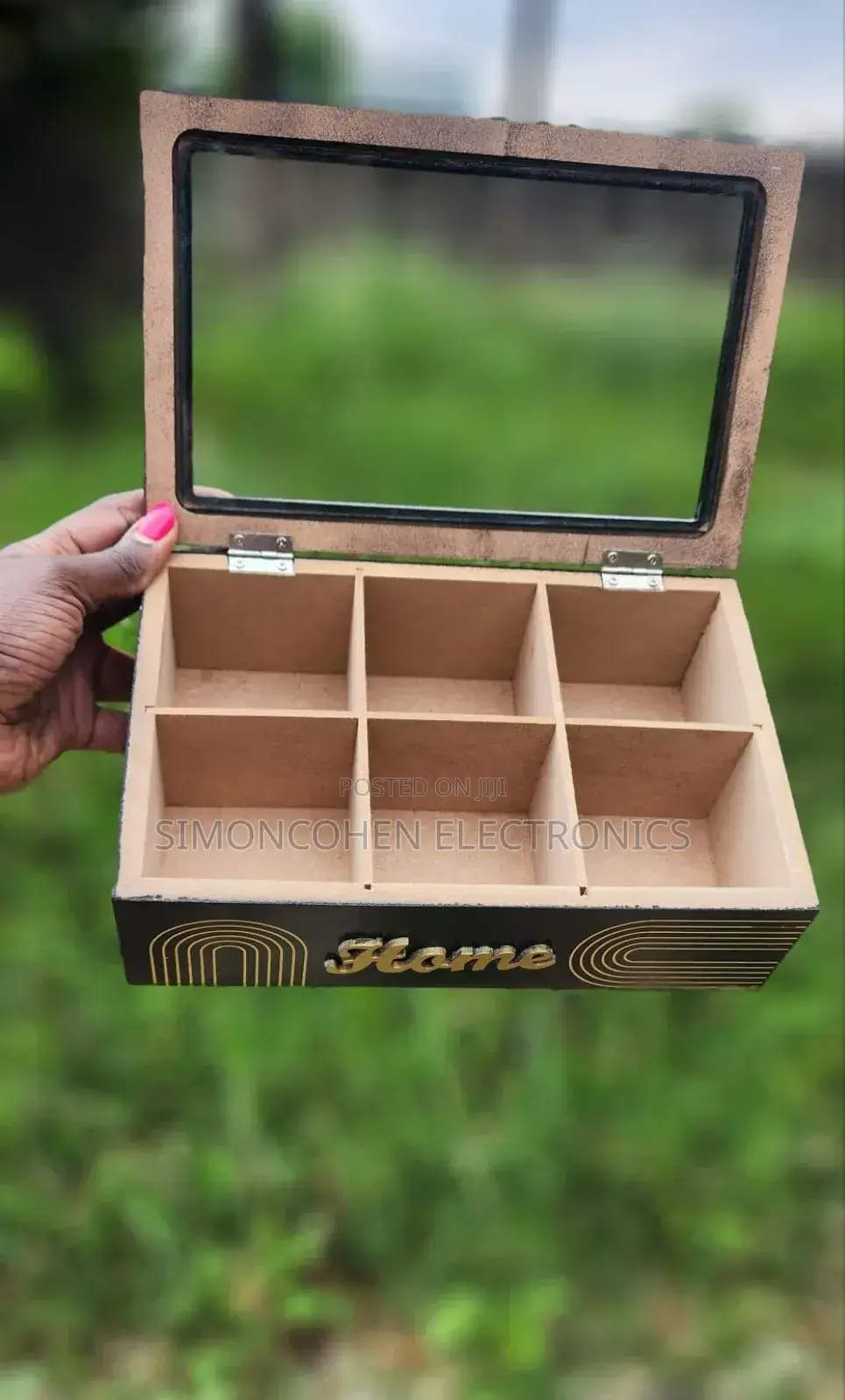 6 Compartment Wooden Tea Bag Organizer