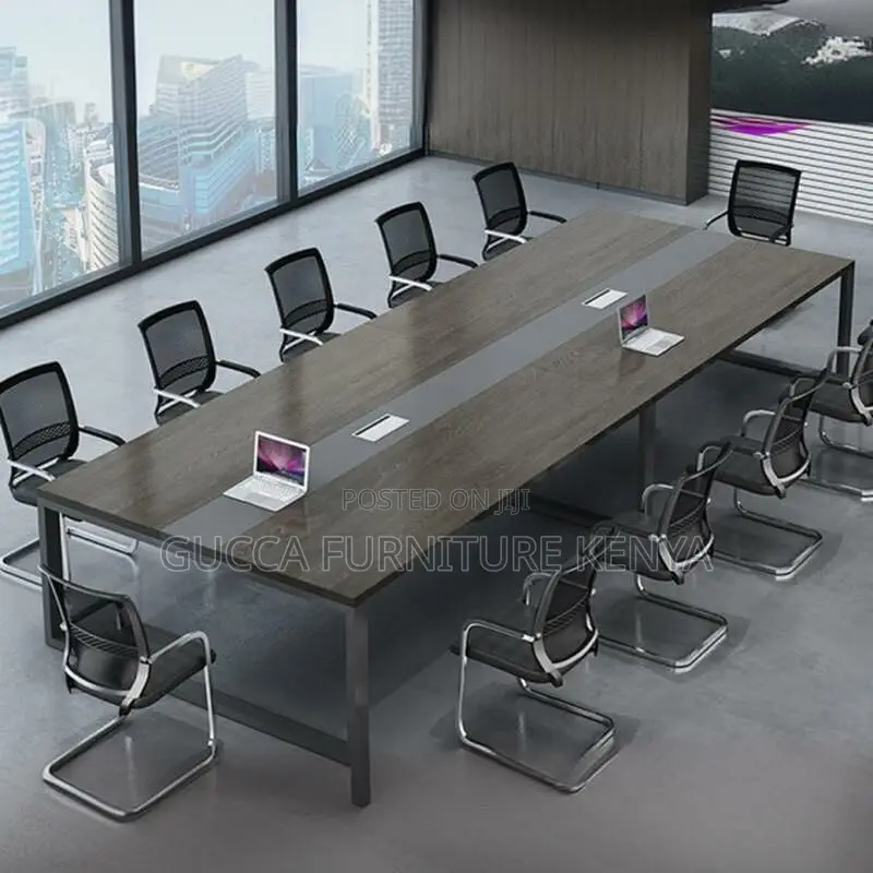 Boardroom Tables:2400mm Meeting Table With Black Sled Base
