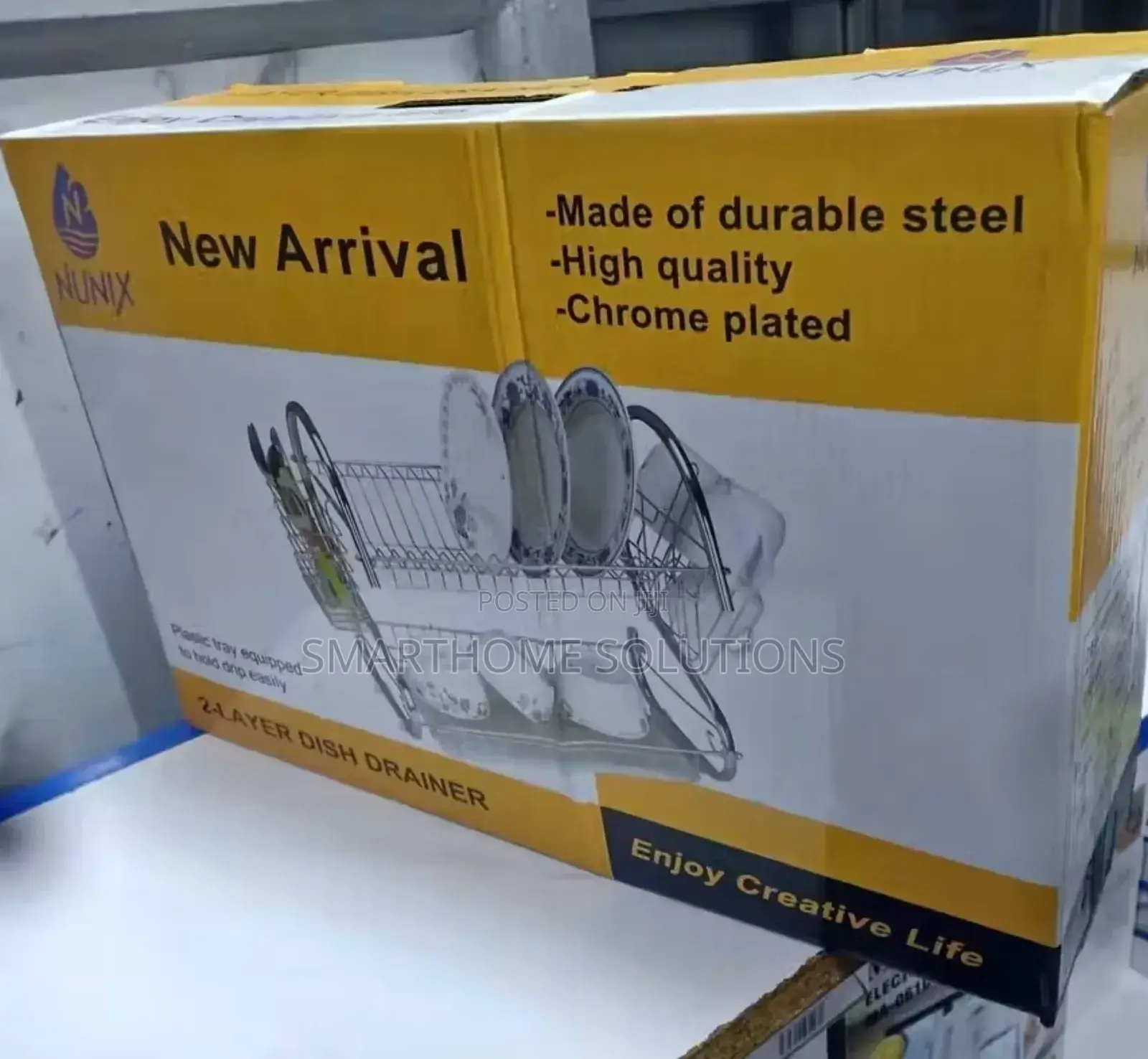 Nunix 2 Tier Dish Rack Stainless Steel, With Drain Board