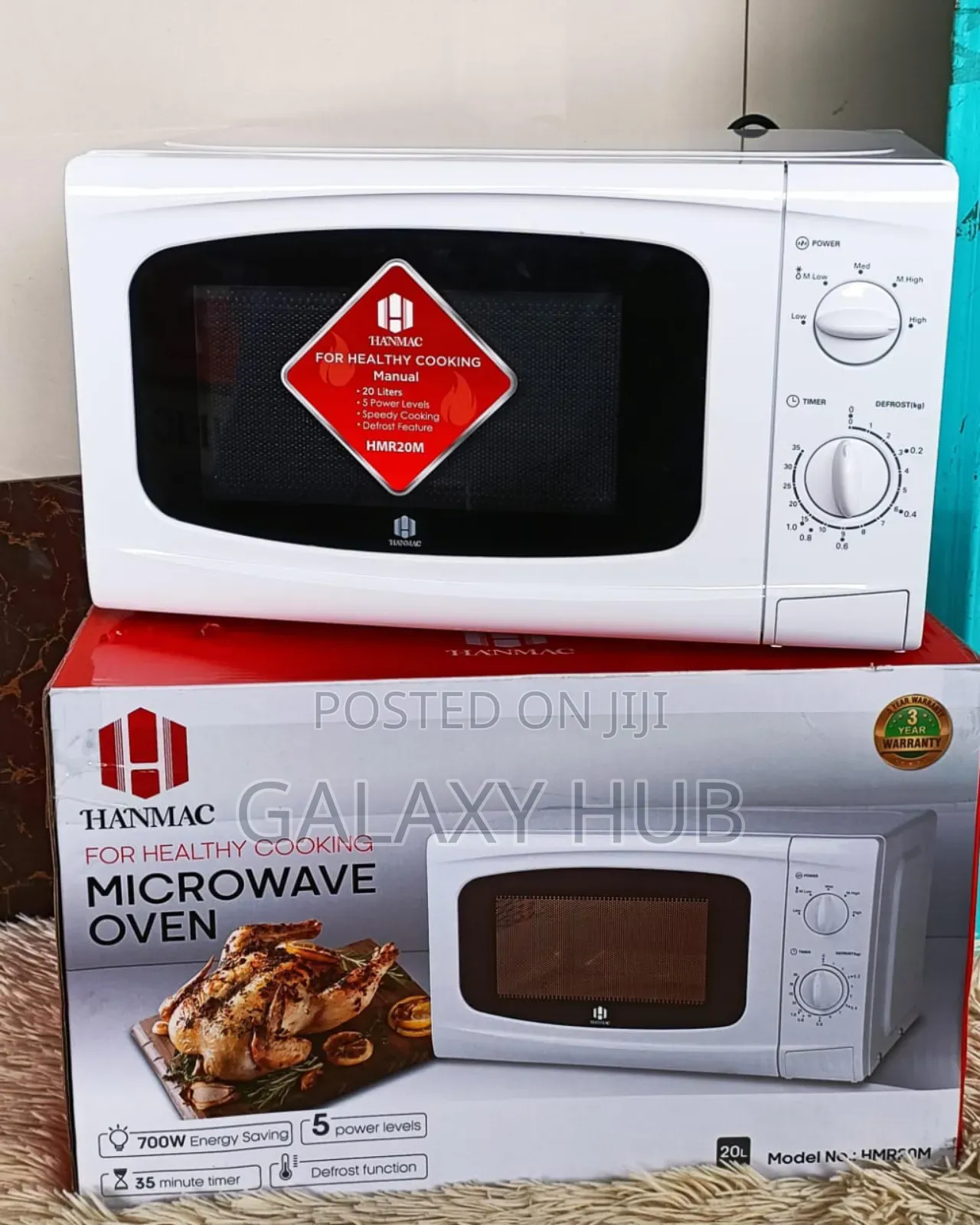 🔥Hanmac 20l Manual White Microwave (3 Years Warranty)