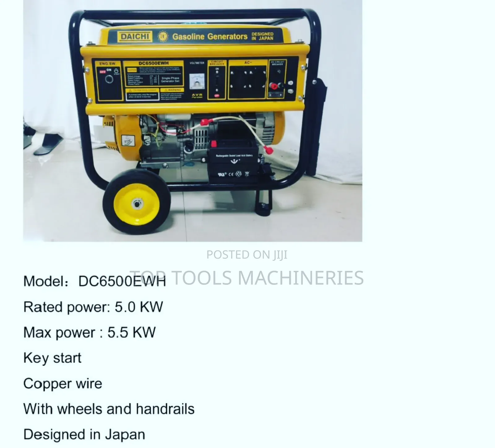 Daichi Japan 5.5kw Petrol Generator With Wheels and Handles